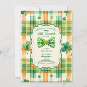 グリーンラッキーリトルシャームロックベビーシャワー 招待状 (正面)
