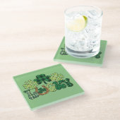 グリーンラッキーSt patricks day ガラスコースター (アングル)