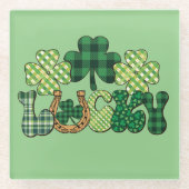 グリーンラッキーSt patricks day ガラスコースター (正面)