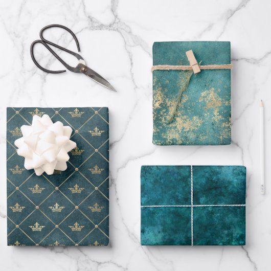 グリーンラッピング紙フラットシートセット3 ラッピングペーパーシート (正面)