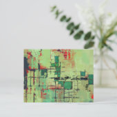 グリーンラティス抽象芸術アート ポストカード (スタンド正面)