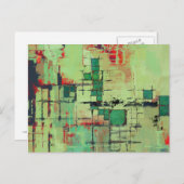 グリーンラティス抽象芸術アート ポストカード (正面/裏面)