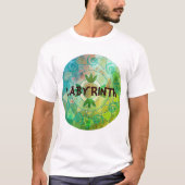 グリーンラビリンカスタマイズ可能文字ラウンドマンダラ Tシャツ (正面)