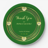 グリーンラブウェディング紙パーティーイベントプレート ペーパープレート (正面)