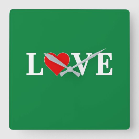 グリーンラブクラシックレトロ スクエア壁時計 (正面)