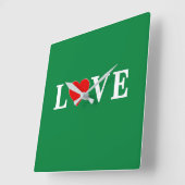 グリーンラブクラシックレトロ スクエア壁時計 (傾斜)