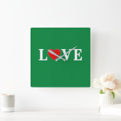 グリーンラブクラシックレトロ スクエア壁時計 (ホーム)