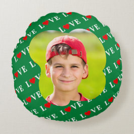 グリーンラブハートレトロ エレガント ラウンドクッション