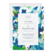 グリーンラブ抽象芸術水彩結婚式招待状