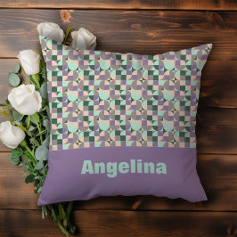 グリーンラベンダーベージュ抽象芸術幾何学模様 クッション