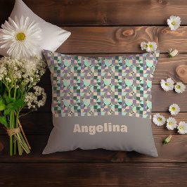 グリーンラベンダーベージュ抽象芸術幾何学模様 クッション