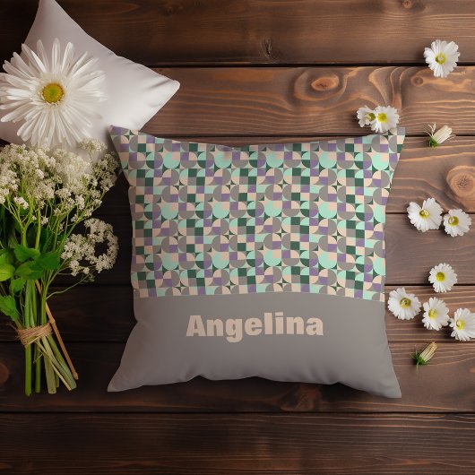 グリーンラベンダーベージュ抽象芸術幾何学模様 クッション