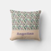 グリーンラベンダーベージュ抽象芸術幾何学模様 クッション (正面)