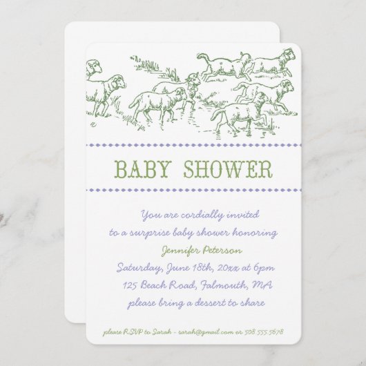グリーンラムベビーシャワー招待状ユニセックス- 招待状 (正面/裏面)