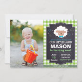 グリーンラム誕生日招待状と写真 招待状 (正面)