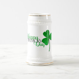 グリーンラメシャムロック ハッピーセントパトリックデー ビールジョッキ