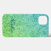 グリーンラメスパークルモノグラム Case-Mate iPhoneケース (裏面 (横))