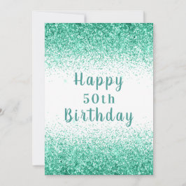 グリーンラメ タイポグラフィー お誕生日おめでとう 50歳 カード