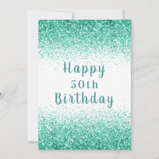 グリーンラメ タイポグラフィー お誕生日おめでとう 50歳 カード