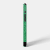 グリーンラメ、ラメ背景、お名前 iPhoneケース (左側面)