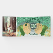 グリーンラメ 100歳の誕生日 & 風船 横断幕 (横)