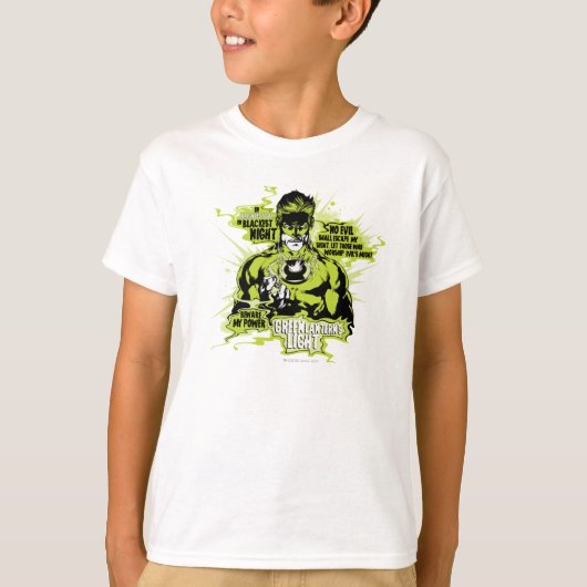 グリーンランタン文字コラージュ – カラー Tシャツ (正面)
