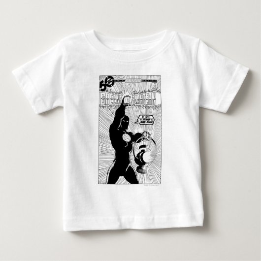 グリーンランタン白熱［赤熱］光を放つ – ランタン、白黒 ベビーTシャツ (正面)