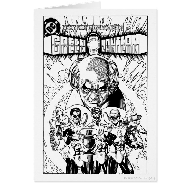 グリーンランタン3個漫画カバー、白黒 (正面)
