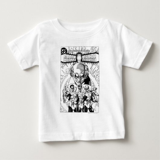グリーンランタン3個漫画カバー、白黒 ベビーTシャツ (正面)