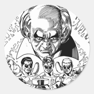 グリーンランタン3個漫画カバー、白黒 ラウンドシール