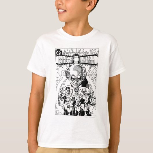 グリーンランタン3個漫画カバー、白黒 Tシャツ (正面)