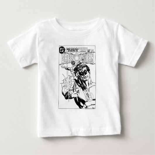 グリーンランタン – アクション漫画カバー、ブラックとホワイト ベビーTシャツ (正面)