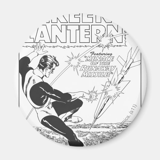 グリーンランタン – 暴走ミサイル，白黒 マグネット (正面)
