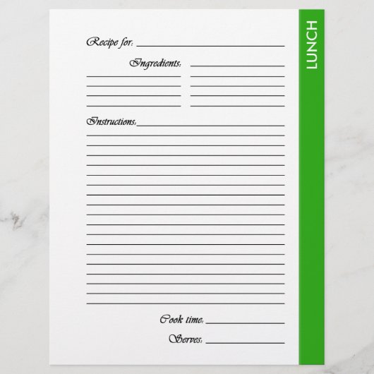 グリーンランチ両面レシピページ (正面)
