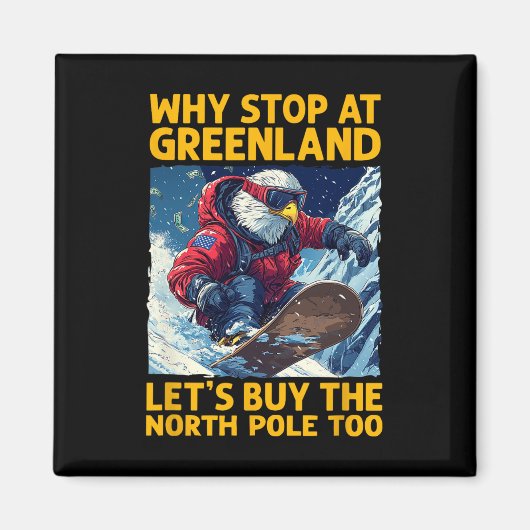 グリーンランドとノースでのアメリカワシのスノーボード マグネット (正面)