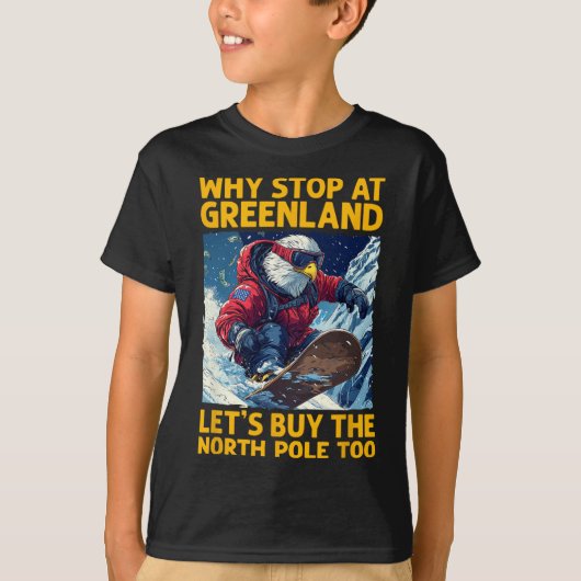 グリーンランドとノースでのアメリカワシのスノーボード Tシャツ (正面)