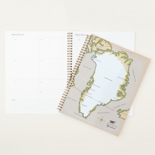 グリーンランドの地図図解入りの、写真付きの。 プランナー手帳 (ディスプレー)