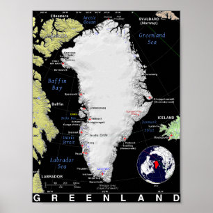グリーンランドの地図 ポスター