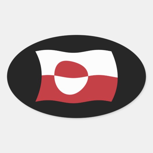 グリーンランドの旗ステッカー 楕円形シール (正面)