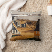 グリーンランドの村、風景写真 クッション (ブランケット)