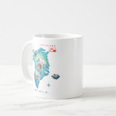 グリーンランドの水彩画地図 | モノグラム コーヒーマグカップ (正面左)