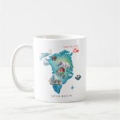グリーンランドの水彩画地図 | モノグラム コーヒーマグカップ (左)