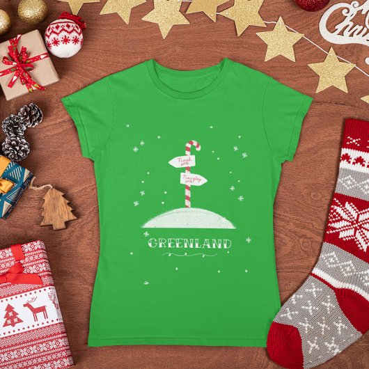 グリーンランドクリスマスキャンディーケーンノースポール雪が降る Tシャツ