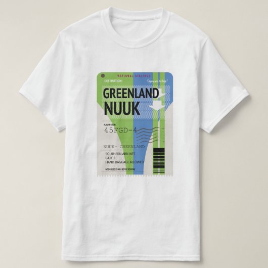 グリーンランドヌーク旅行チケット Tシャツ (デザイン正面)
