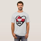 グリーンランド国コード国旗のハートピンバッジ、GRL Tシャツ (正面フル)