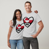 グリーンランド国コード国旗のハートピンバッジ、GRL Tシャツ (ユニセックス)