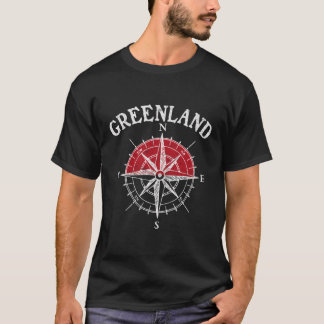 グリーンランド国旗のツアーコンパス旅行記念物緑 Tシャツ
