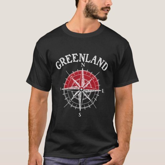 グリーンランド国旗のツアーコンパス旅行記念物緑 Tシャツ (正面)