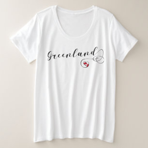 グリーンランド国旗のハート プラスサイズTシャツ