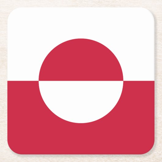 グリーンランド国旗 スクエアペーパーコースター (正面)